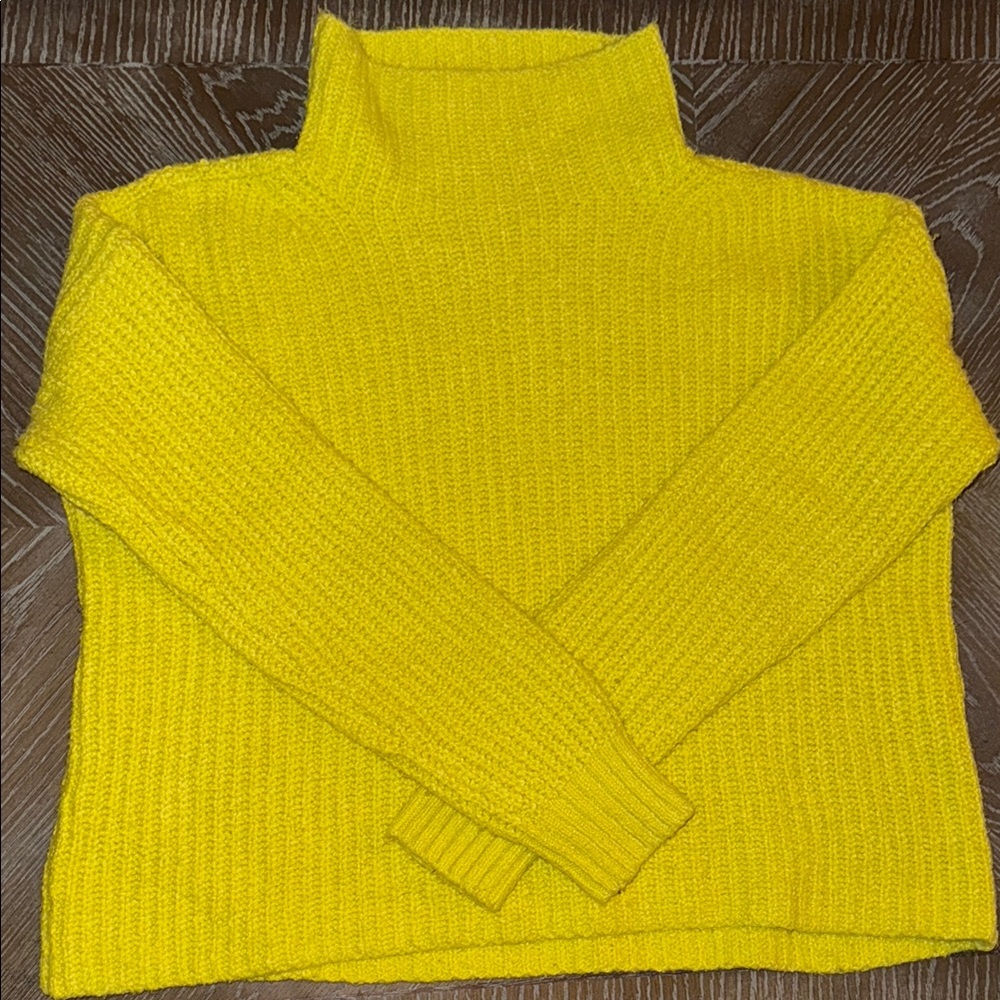 Anthropologie Yellow Chunky Knit Turtleneck Sweater